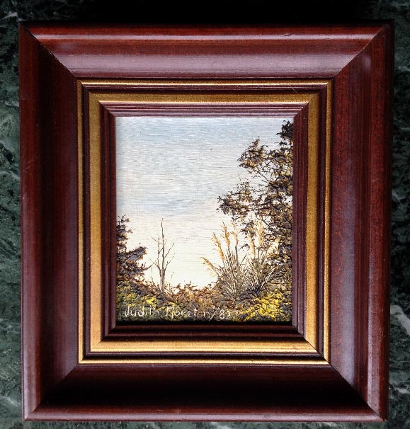 small New Zealand landscape study painting by NZ artist Judith Moreton dated 1982